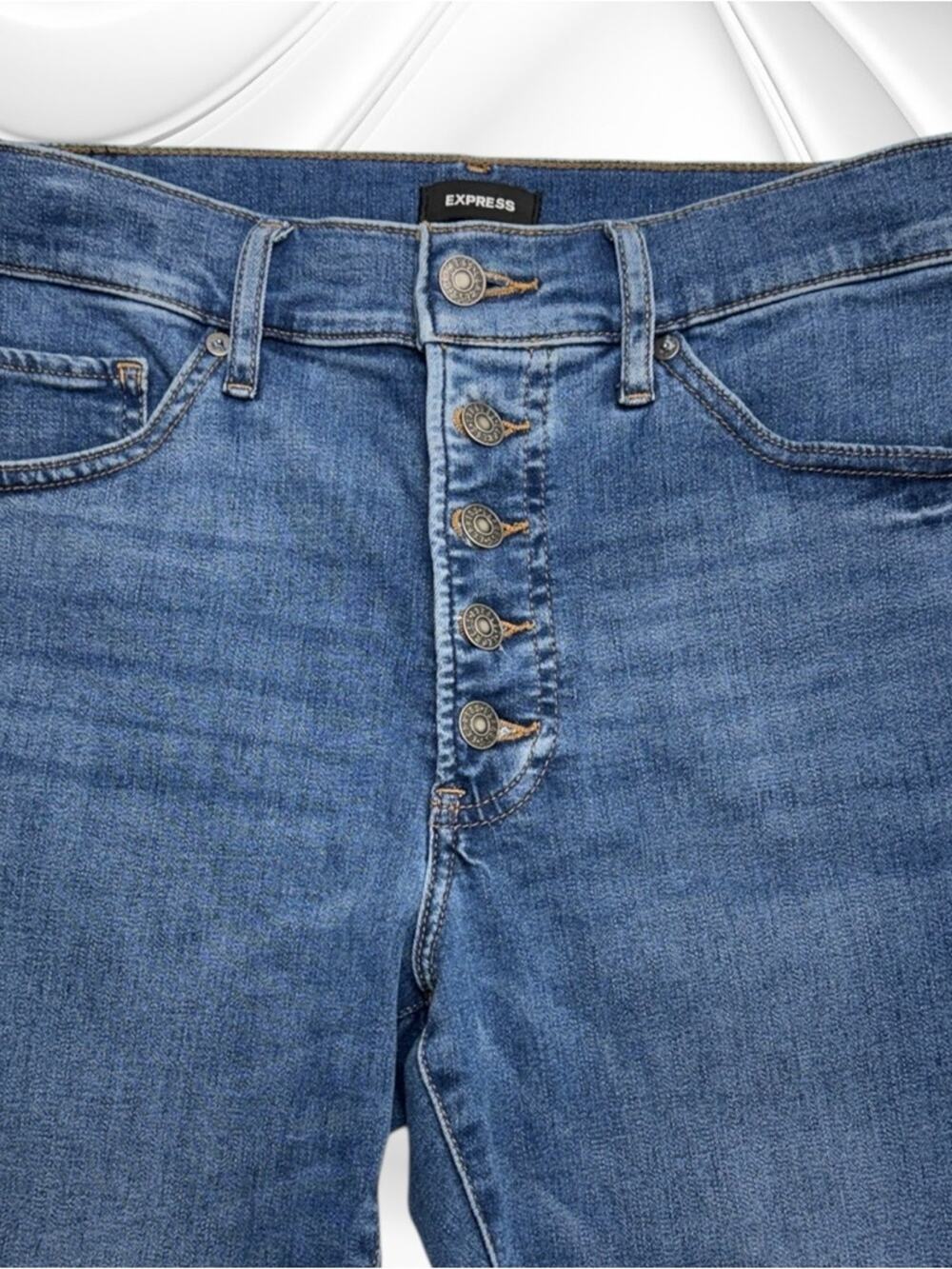 EXPRESS Women’s 10 SKINNY MID RISE Button Fly Blue Jeans